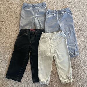 Kids Elastic Waist Pants Set - Dark, Gray, and Cream